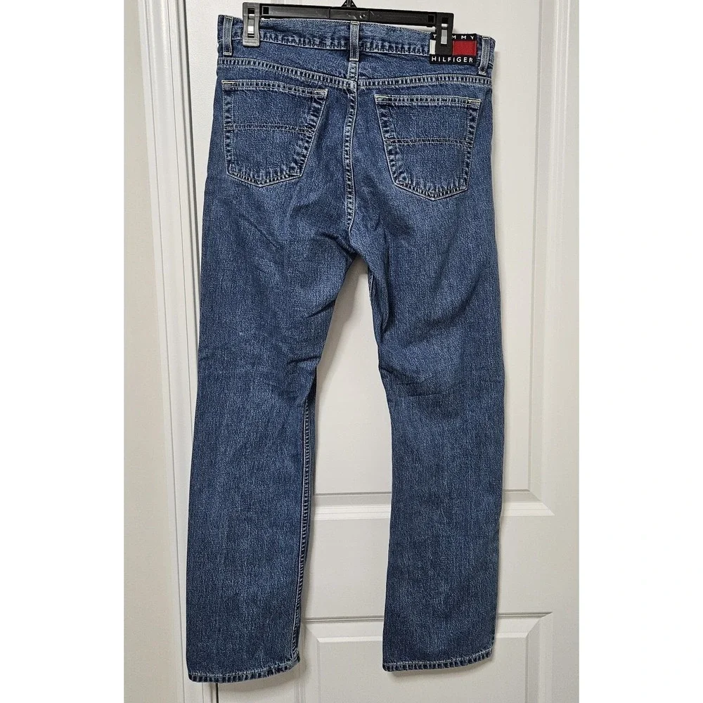 Tommy‎ Jeans Denim Mens 31x30 Blue Straight Leg Button Fly Vintage Flag Logo Y2K
